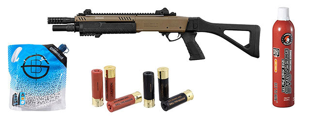 Fabarm 33 Compact Gas Pump Shotgun Replica - Green Gas/Shell Combo - (Tan)