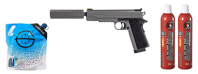 Vorsk Airsoft VX-14 GBB Pistol - (Gray) Green Gas Combo