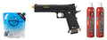 WE Tech 1911 Hi-Capa T-Rex Competition Gas Blowback Airsoft Pistol w/ Sight Mount & Top Ports - (Black/Gold) Green Gas Combo