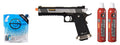 WE-Tech Hi-Capa 6 IREX Competition Full Auto Gas Blowback Airsoft Pistol - (Black/Silver/Gold Barrel) Green Gas Combo