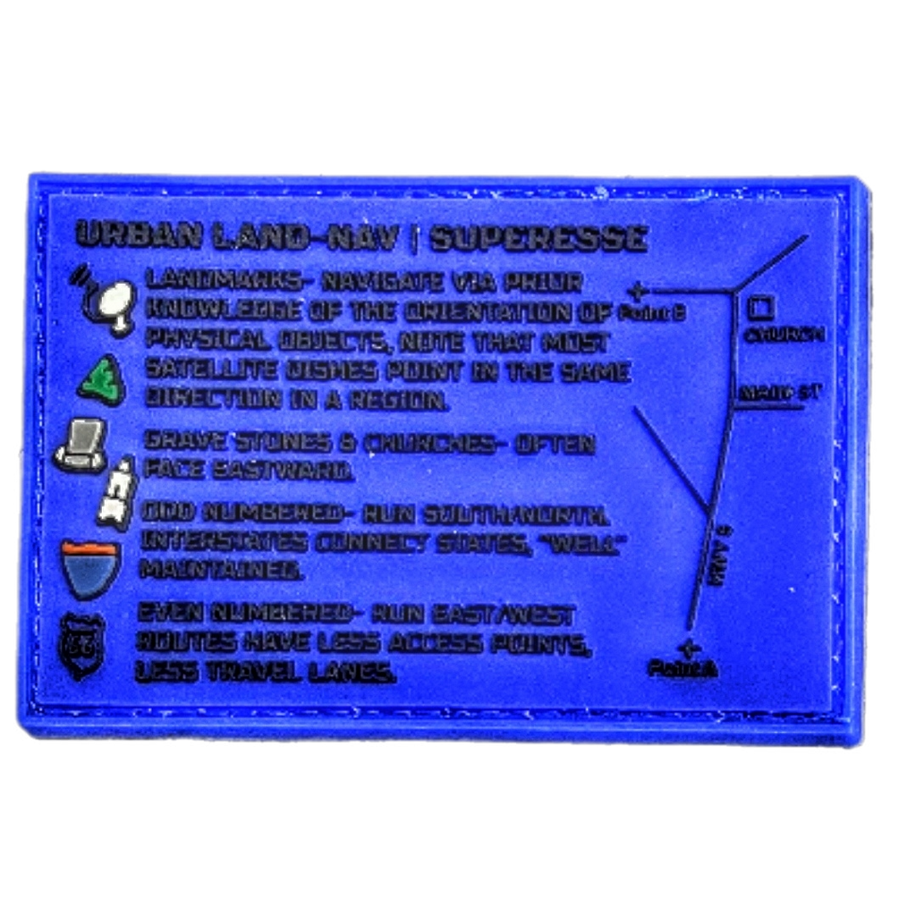Storage Pocket Patch - Urban Land-Nav w/ Strip Map Diagram and Contingency Navigation Tactics
