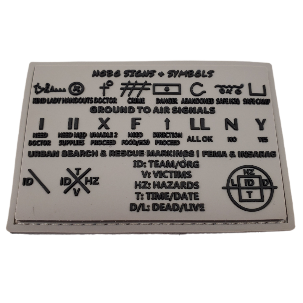 Storage Pocket Patch: Hobo Symbols, Ground to Air Signals, Search and Rescue Markings