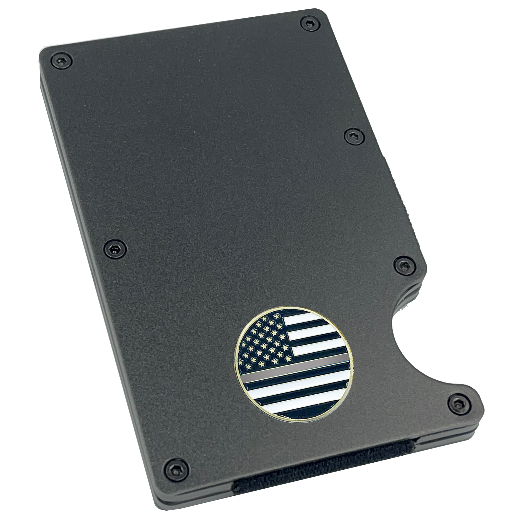EL3-009 Thin Gray Line Correctional Officer Money Clip RFID Blocking Front Pocket Wallet Premium Minimalist Wallets for Men Minimalist Slim Credit Card Holder Business Card Holder Mens Aluminum Metal Wallet CO Corrections