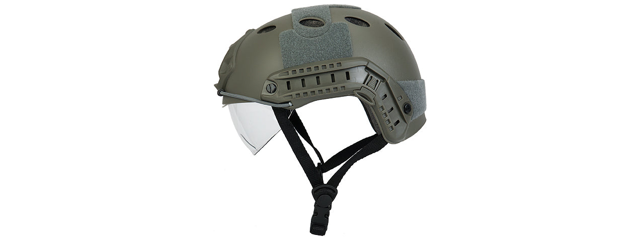 CA-740G HELMET PJ TYPE BASIC VERSION w/VISOR (COLOR: FOLIAGE GREEN) SIZE: MEDIUM