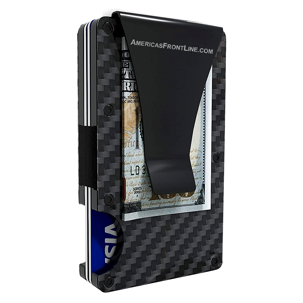 Black Carbon Fiber Wallet Money Clip RFID Blocking Front Pocket Wallet Premium Minimalist Wallets for Men Minimalist Slim Credit Card Holder Business Card Holder Mens Aluminum Metal Wallet