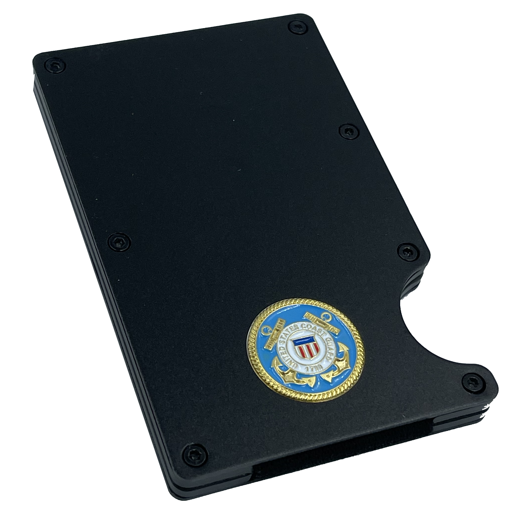 discontinued EL3-010 US Coast Guard Wallet USCG Coastie Money Clip RFID Blocking Front Pocket Wallet Premium Minimalist Wallets for Men Minimalist Slim Credit Card Holder Business Card Holder Mens Aluminum Metal Wallet Semper Paratus