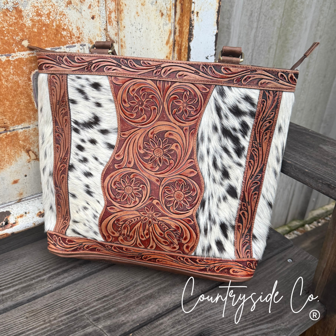 Lucille Conceal Carry Cowhide Leather Tote Purse