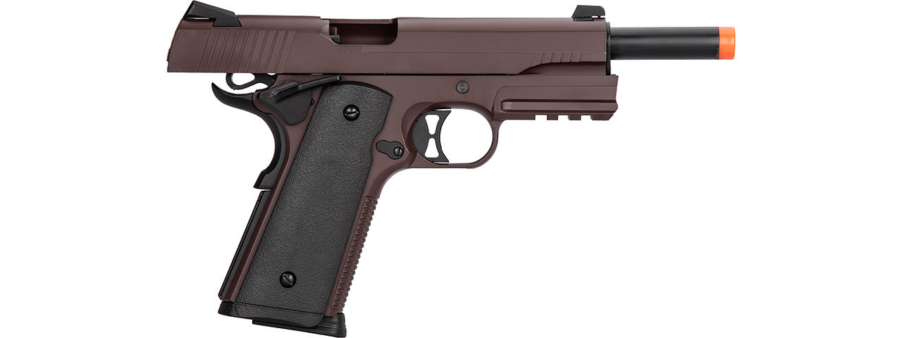 Double Bell M1911 Gas Blowback Airsoft Pistol Metal] (CRIMSON BROWN)