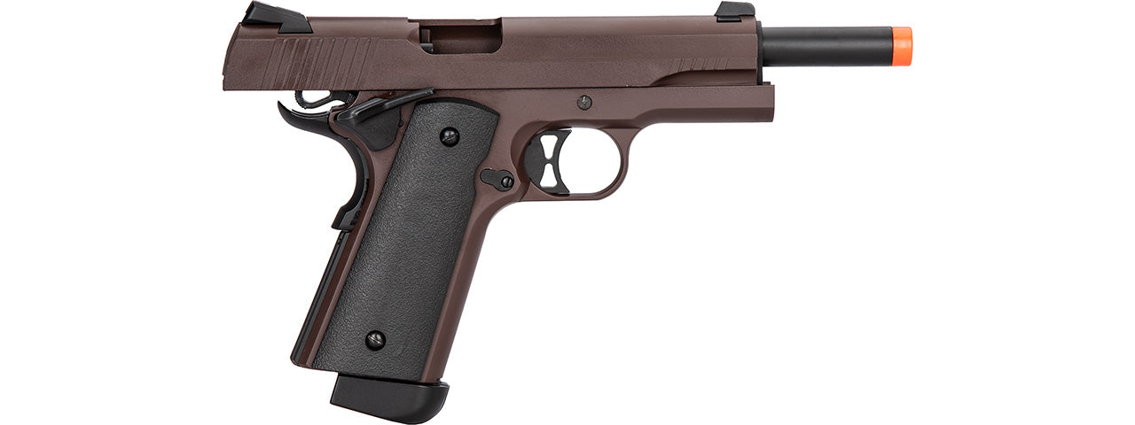 Double Bell M1911 CO2 Blowback Airsoft Pistol Polymer] (CRIMSON BROWN)