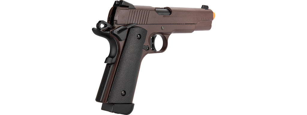 Double Bell M1911 CO2 Blowback Airsoft Pistol Polymer] (CRIMSON BROWN)