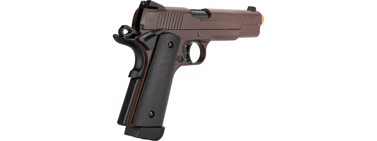 Double Bell M1911 CO2 Blowback Airsoft Pistol Polymer] (CRIMSON BROWN)