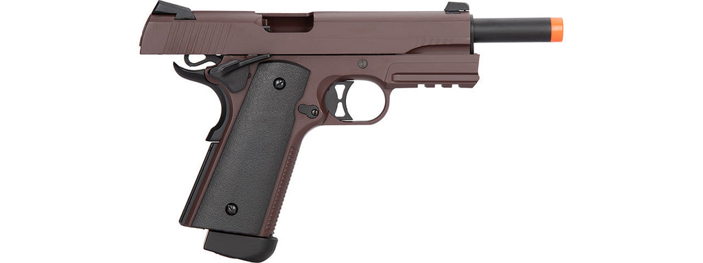 Double Bell M1911 CO2 Blowback Airsoft Pistol Metal] (CRIMSON BROWN)