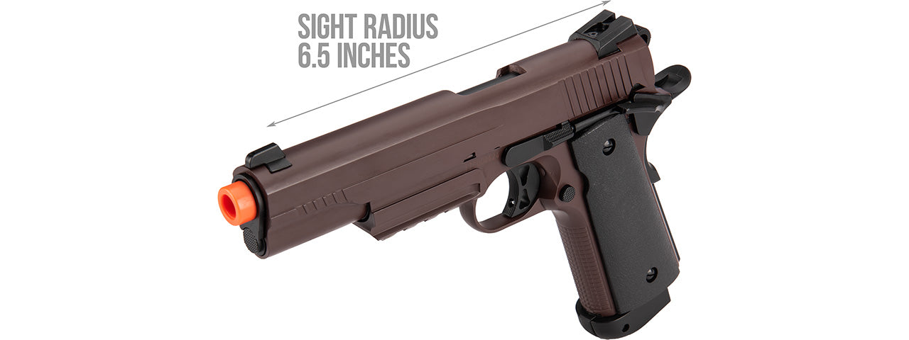 Double Bell M1911 CO2 Blowback Airsoft Pistol Metal] (CRIMSON BROWN)