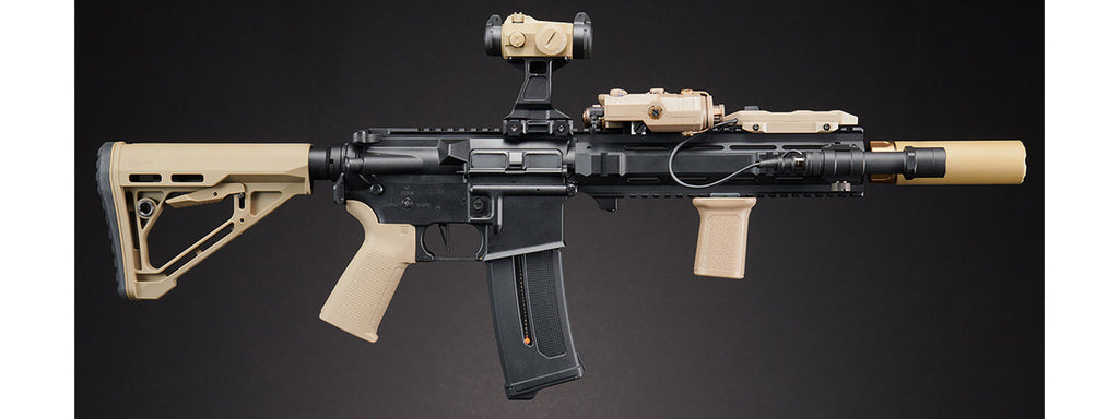 Custom Black Knight - Lancer Tactical Gen 4 L119A2 M4 Full Metal Airsoft Rifle - (Black/Tan)