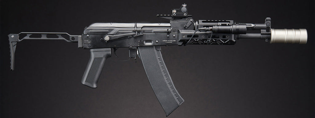 Custom Lancer Tactical Domovoi AKS-105 AEG Airsoft AEG Rifle - (Black)