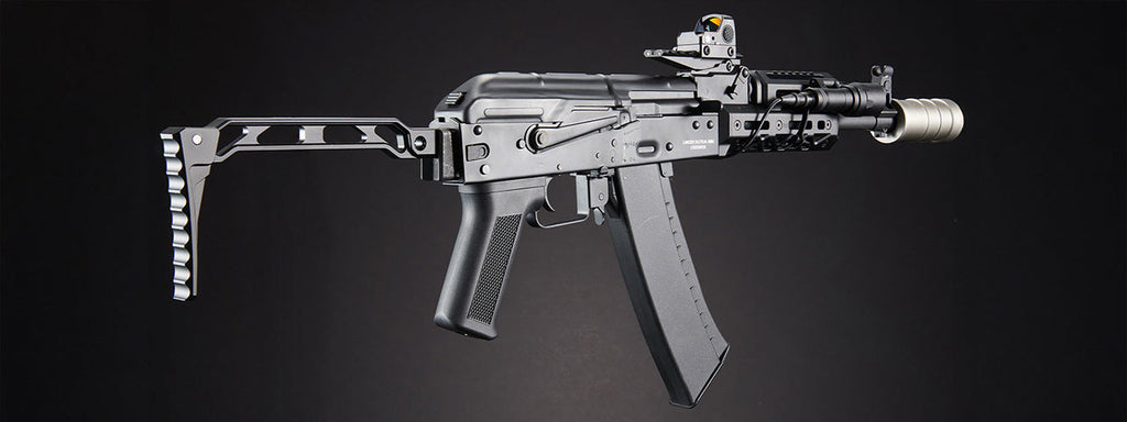 Custom Lancer Tactical Domovoi AKS-105 AEG Airsoft AEG Rifle - (Black)