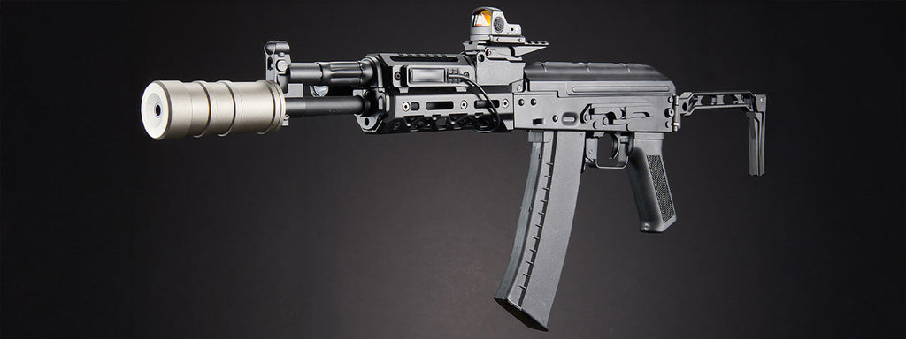 Custom Lancer Tactical Domovoi AKS-105 AEG Airsoft AEG Rifle - (Black)