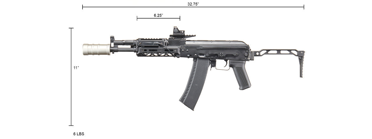 Custom Lancer Tactical Domovoi AKS-105 AEG Airsoft AEG Rifle - (Black)