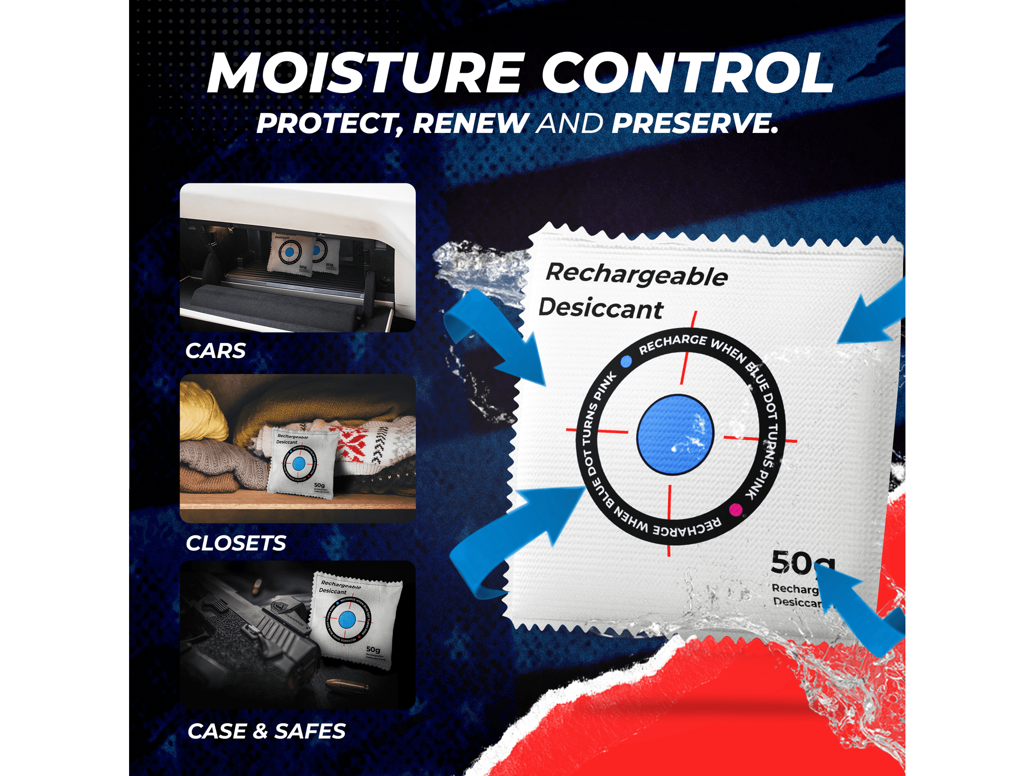 Portable Pistol and Firearm Rechargeable Desicant Dehumidifier - Moisture, Rust, Mold Protection