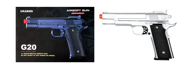 UKARMS G20S Metal Spring Pistol in Silver