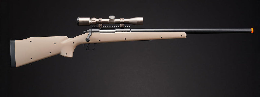 Golden Ball Bolt Action Spring Powered Sniper Rifle w/ Metal Scope - (Tan)
