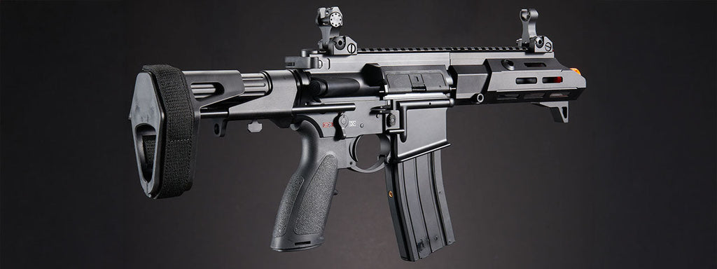 Golden Eagle GBBR Airsoft Rifle w/ 7.5 M LOK Handguard and Mock Amplifier - (Black)