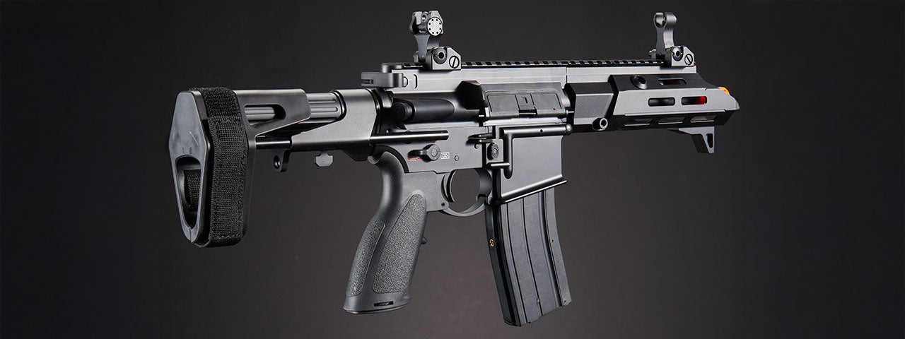 Golden Eagle GBBR Airsoft Rifle w/ 7.5 M LOK Handguard and Mock Suppressor - (Black)