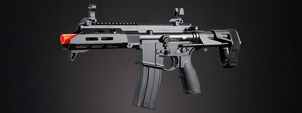 Golden Eagle GBBR Airsoft Rifle w/ 7.5 M LOK Handguard and Mock Suppressor - (Black)