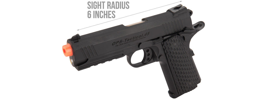 Golden Eagle IMF Night Warrior 3309 OTS Tactical .45 HiCapa Semi-Auto GBB Metal Pistol, BK