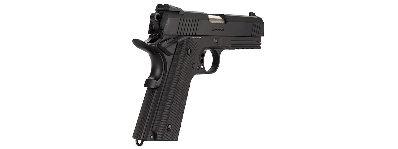 Golden Eagle IMF 3323 OTS Tactical .45 HiCapa Semi-Auto GBB Metal Pistol, BK