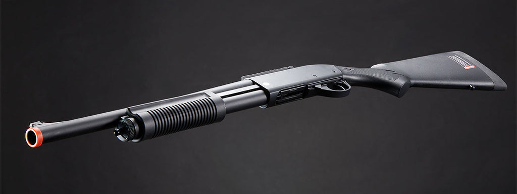 Golden Eagle M8870 3/6-Shot Pump Action CO2 Gas Airsoft Shotgun w/ Ghost Ring Iron Sights - (Black)