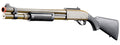 Golden Eagle M870 3/6-Shot Pump Action Gas Airsoft Shotgun w/ Mock Shell Tube & Ghost Ring Iron Sights - (Tan)