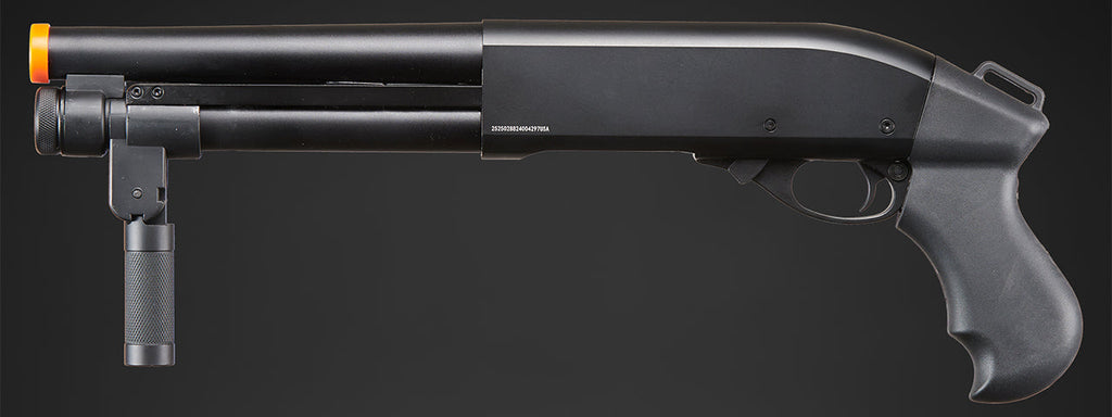 Golden Eagle M8876 3/6-Shot Pump Action Gas Airsoft Sawed-Off Shotgun w/ Forend Handle - (Black)