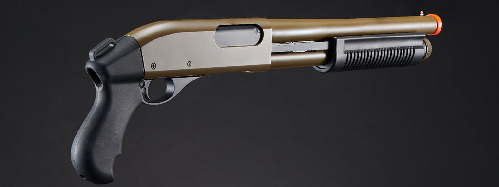 Golden Eagle M8881 3/6-Shot Pump Action Gas Airsoft Sawed-Off Shotgun - (Tan)