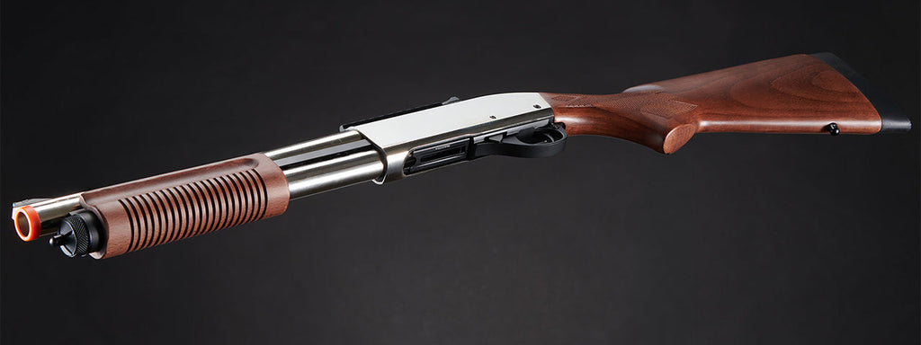 Golden Eagle M8885 3/6-Shot Pump Action Gas Airsoft Shotgun w/ Fiber Optic Sights - (Silver/Wood)