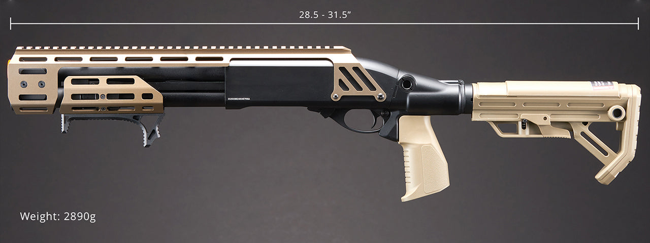 Golden Eagle Alpha Tactical Production A.T.P. Doomsday CO2 Gas Pump-Action Shotgun - (Tan)