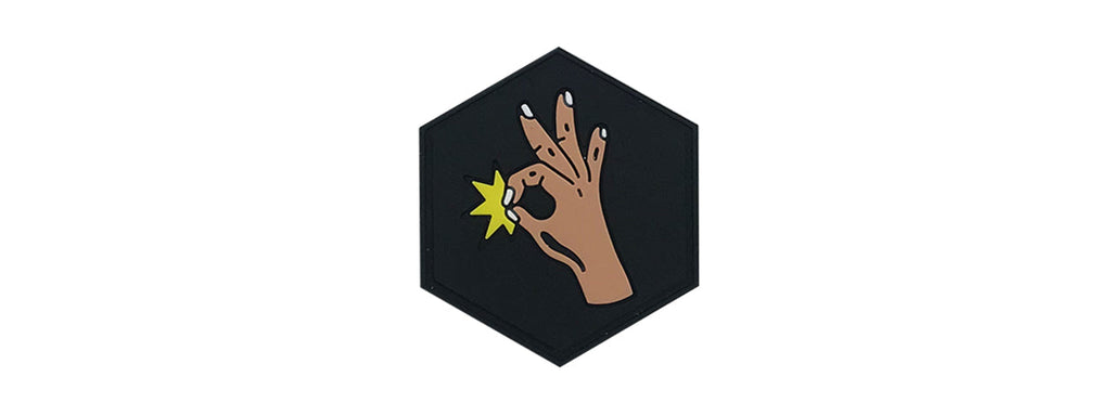 Hexagon PVC Patch "Hey Look Here"