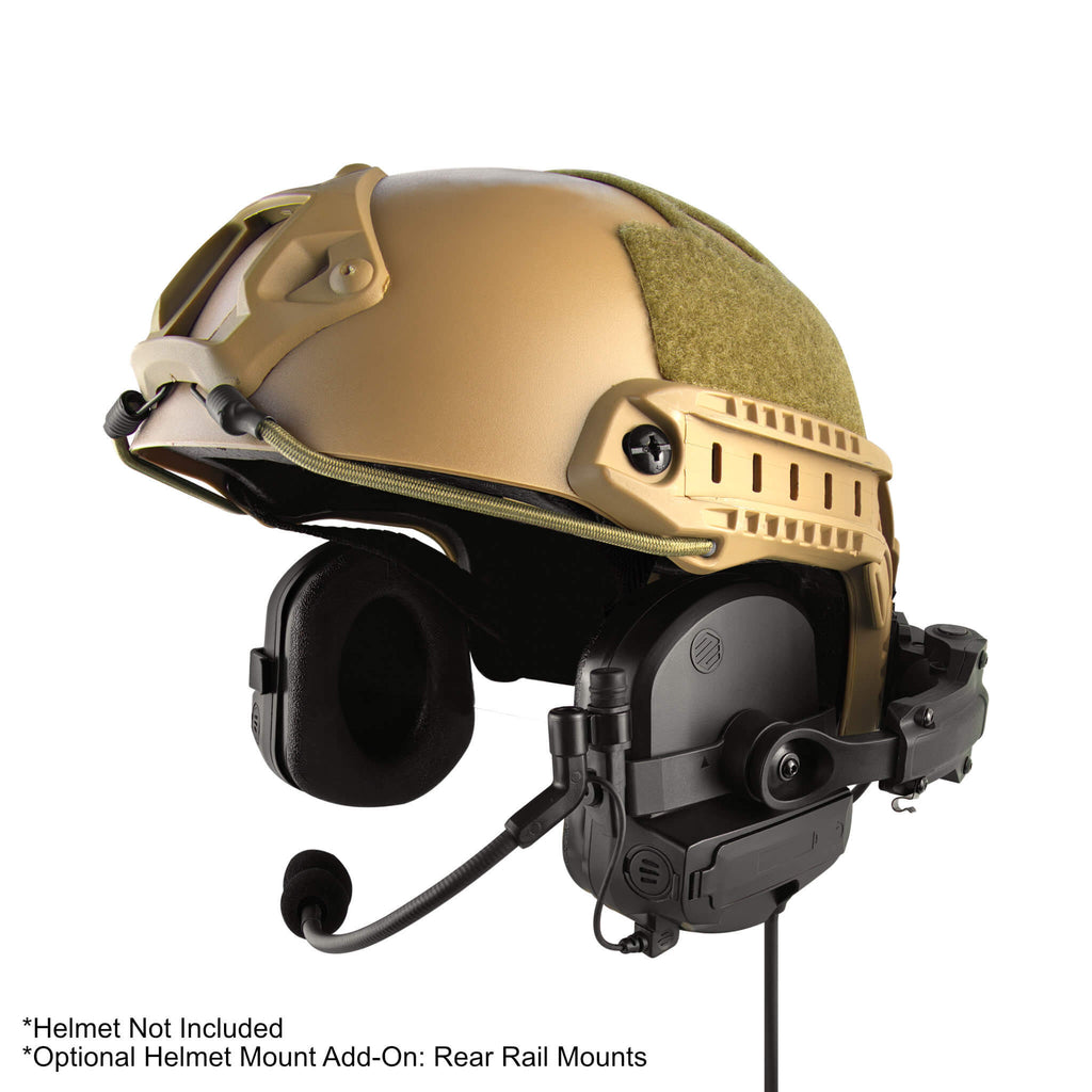 PolTact V2 Tactical Comms Helmet Headset w/ Active Hearing Protection & Quick Disconnect (Hirose) Adapter - Harris & M/A-Com 700P/Pi, 710P, P5100 / P7100 / P7200 Series & More