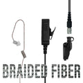 Braided Fiber Tactical Mic & Invisible Series Tubeless Earpiece Complete Kit w/ Quick Disconnect (Hirose) - EF Johnson VP5000 VP6000 VP8000 Series