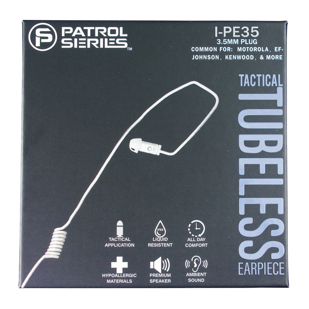 Invisible Series Tubeless Covert/Tactical Radio Dual Earpiece Ambidextrous- 3.5mm, Connects to Speaker Mic for Motorola, Kenwood, Icom, Relm, & More