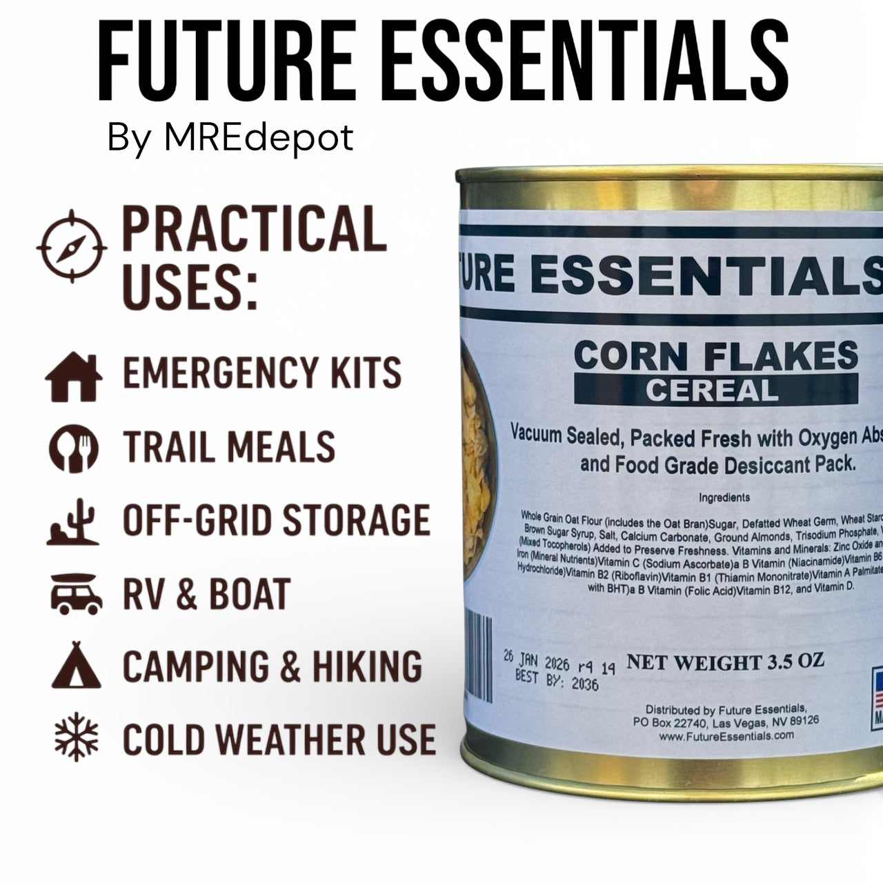 Future Essentials Corn Flakes Cereal. #2.5 Can