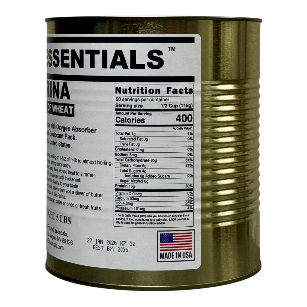 Future Essentials Farina Creamy Wheat Breakfast Cereal #10 Can