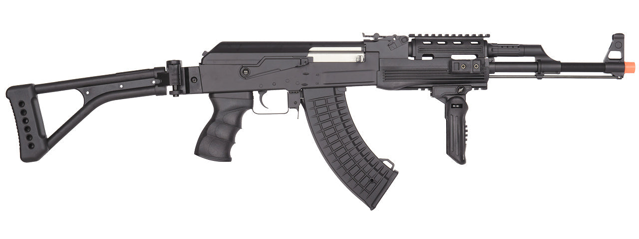 Lancer Tactical Folding Stock AK47 Airsoft AEG w/ Folding Stock, Battery, & Charger (Color: Black)