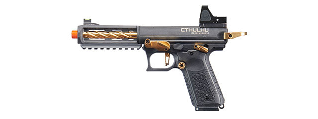 Lancer Tactical x Tandemkross CTHULHU Gas Blow Back Pistol w/ Red Dot Reflex Sight - (Black/Gold)
