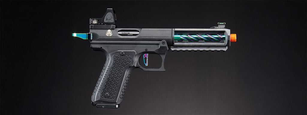 Lancer Tactical x Tandemkross CTHULHU Gas Blow Back Pistol w/ Red Dot Reflex Sight - (Black/Titanium)