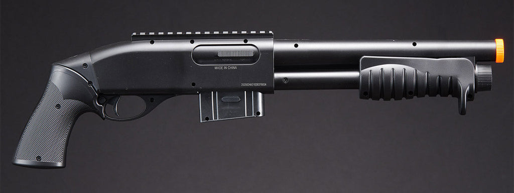 Double Eagle M401 Pump Action Airsoft Spring Shotgun (Color: Black)
