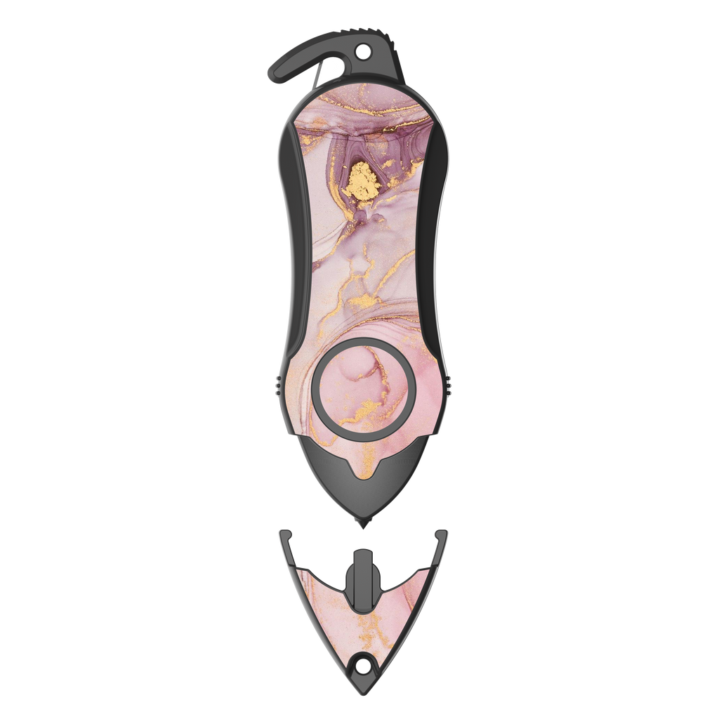 Personal Alarm Keychain Safety Emergency Tool Kit (Pink Marble)
