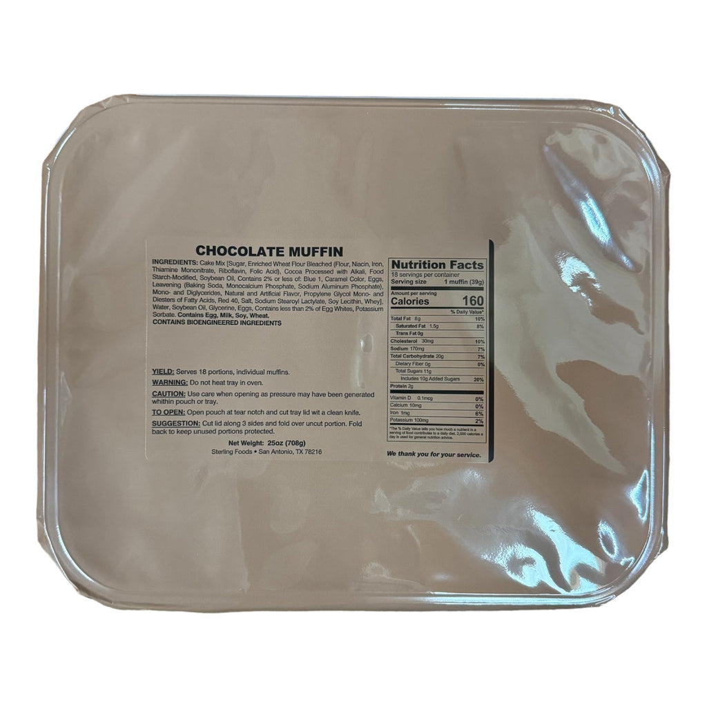 BULK 12 x Tray Packs, Military MRE Chocolate Muffin, Ready to Eat (UGR Component)