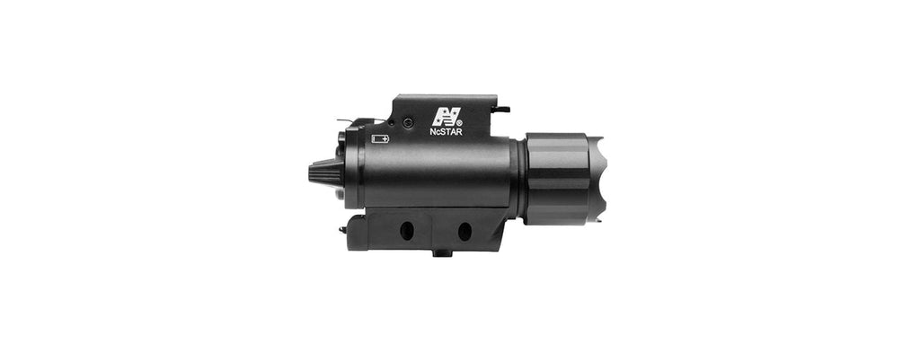 NCSTAR LED FLASHLIGHT AND INTEGRATED RED LASER COMBO UNIT W/ QD MOUNT