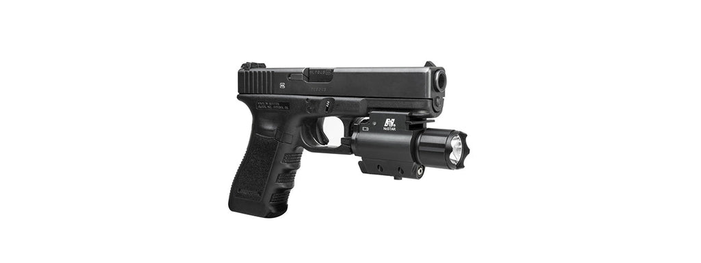 NCSTAR LED FLASHLIGHT AND INTEGRATED RED LASER COMBO UNIT W/ QD MOUNT